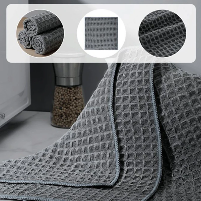 Dishcloth Waffle Weave Towel Ultra Soft Absorbent Hand Towel Wash Cloth Household Kitchen Cleaning Cloth Tool