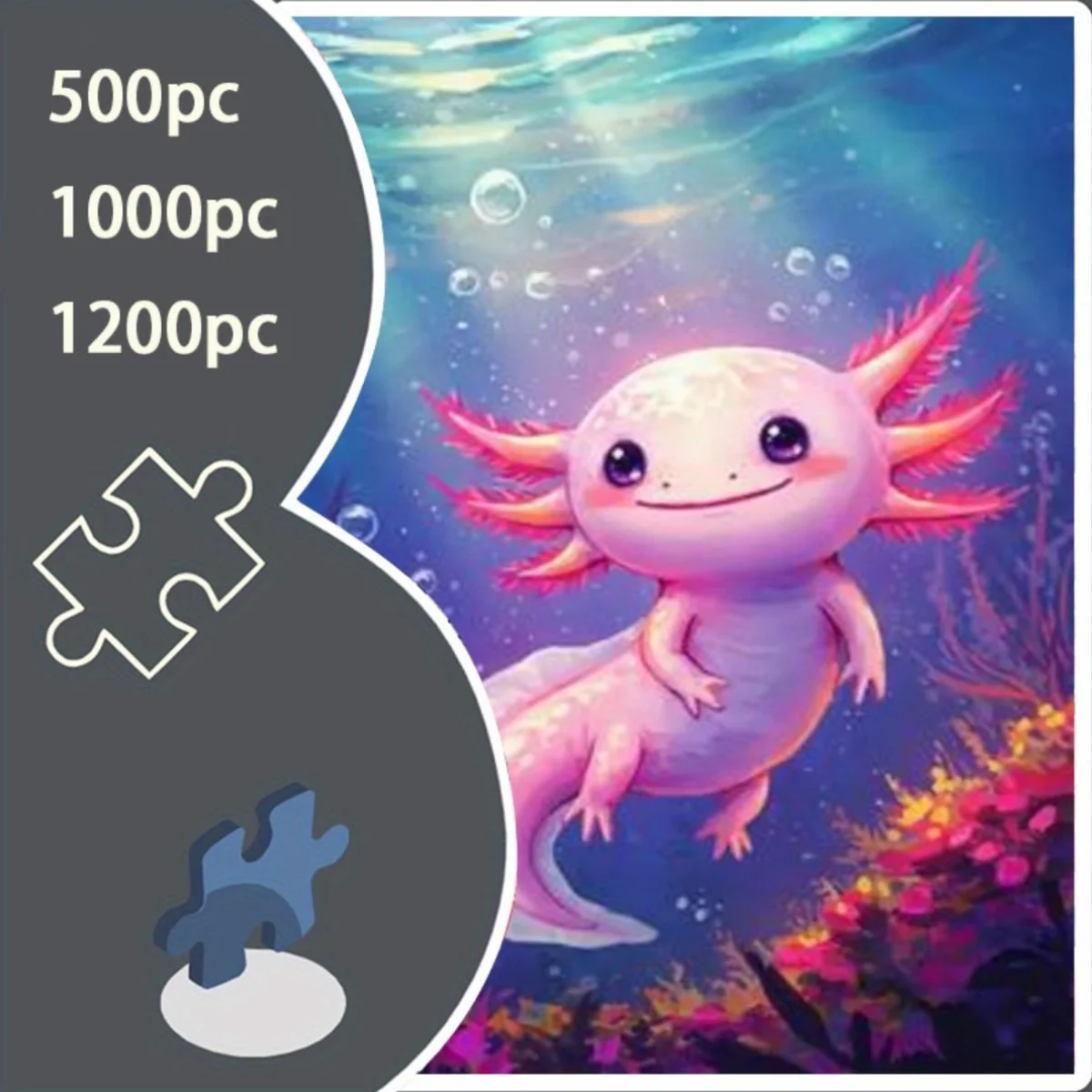 

500/1000/1200 шт. Пазл Аксолотль — толстые и прочные бесшовные пазлы для взрослых и семьи, яркие цвета, очаровательный аксоль