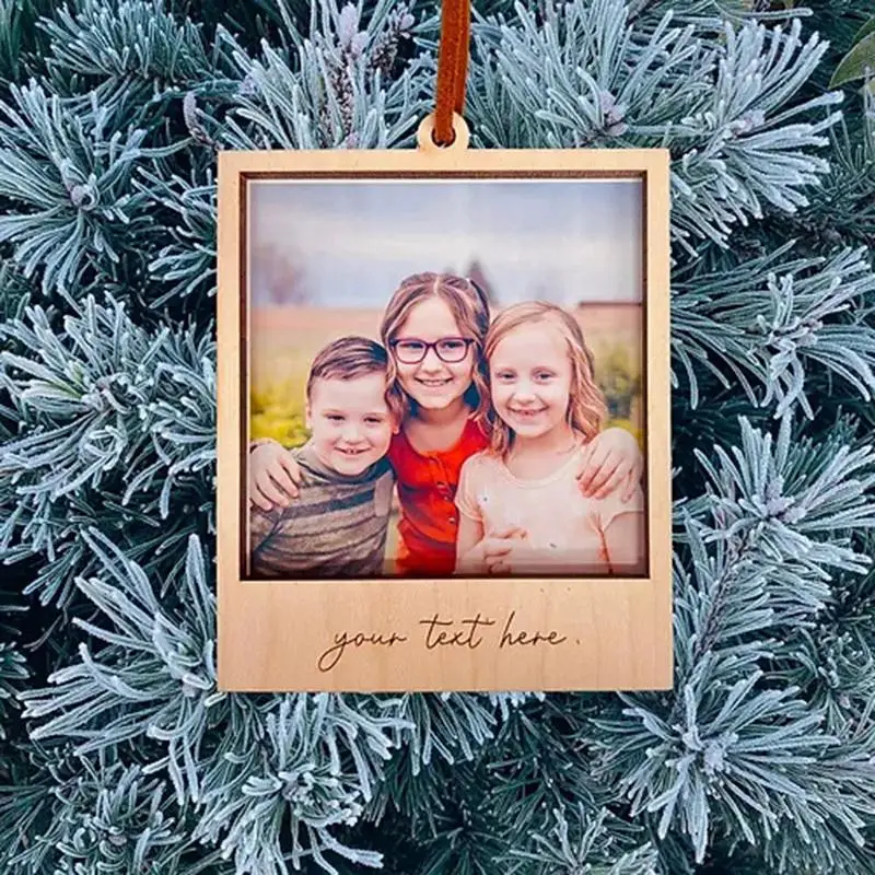 Picture Frame Ornaments For Tree Wooden Photo Frame Decorations Unique Family Photo Frame Holiday Favor Decorative Picture