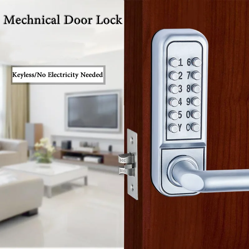 

Brand New Keyless Mechanical Door Lock Push Button Digital Combination Code Password Zinc Alloy Lock With Handle