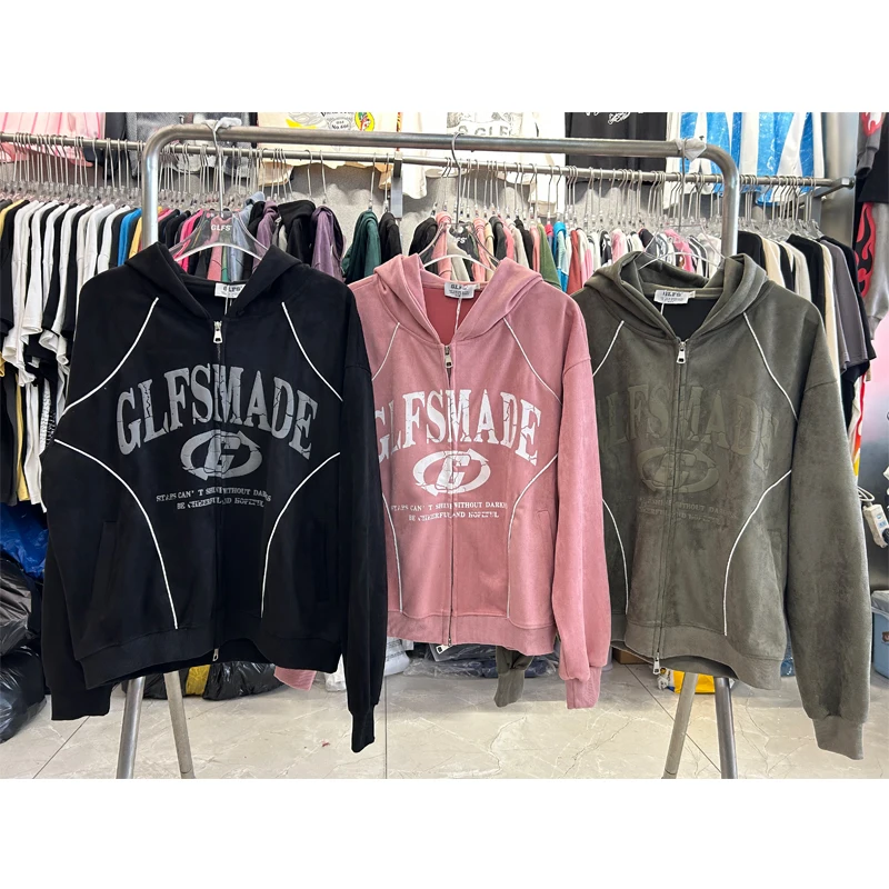 

Замшевая флисовая толстовка с двойной молнией и полоской из пенопласта, повседневные куртки с капюшоном для мужчин и женщин, зимние свободные пуловеры высокого качества