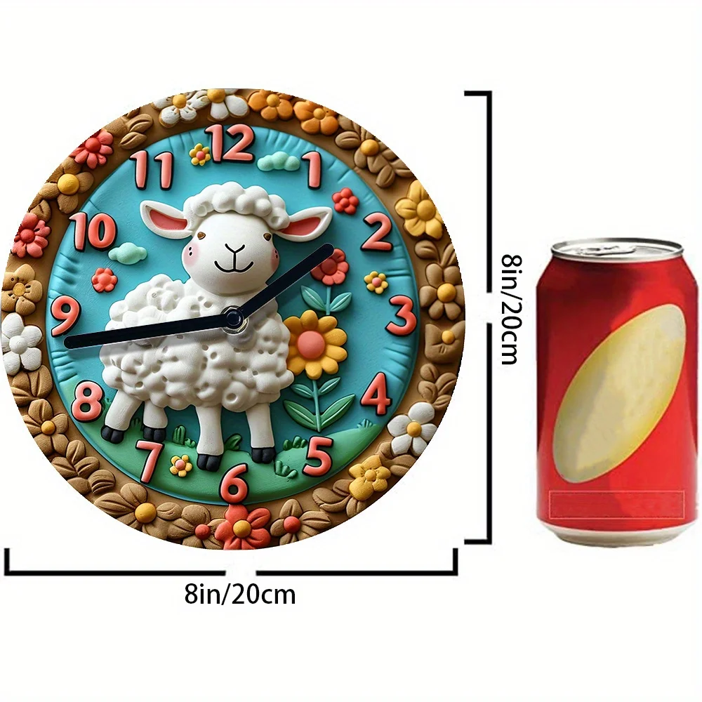 Sheep-Themed DIY Wall Clock Kit with Silent Movement - High-Definition 2D Print, Decorative Timepiece for Kitchen, Pet Lovers