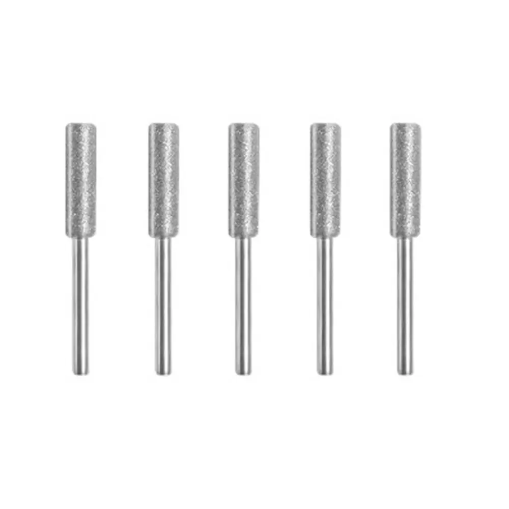 5pcs High Hardness Diamond Coated Chainsaw Sharpener Stone Cylindrical Burr Polishing Chainsaw File Gold Abrasive Carving