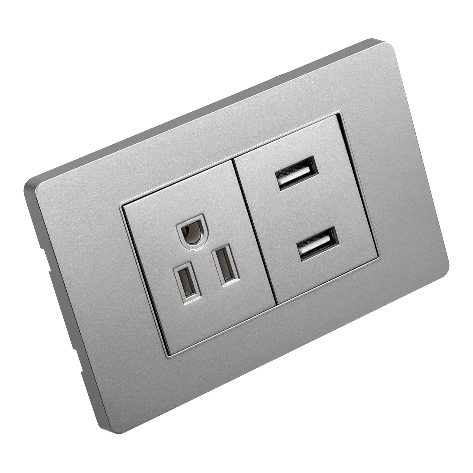 

American Socket 3 Ports Dual USB Wall Mount Outlet Home Office Durable Easy Clean Practical Bedside Lamp Lighting Accessories