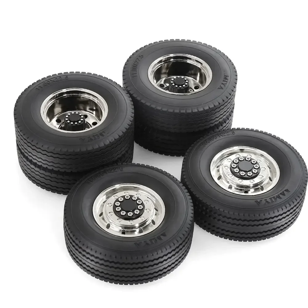 

W201 Universal Metal Rim +Tire Set for Tamiya 1/14 Tractor Truck RS Red Spider RC Cars etc- High-Quality Aluminum Alloy Material