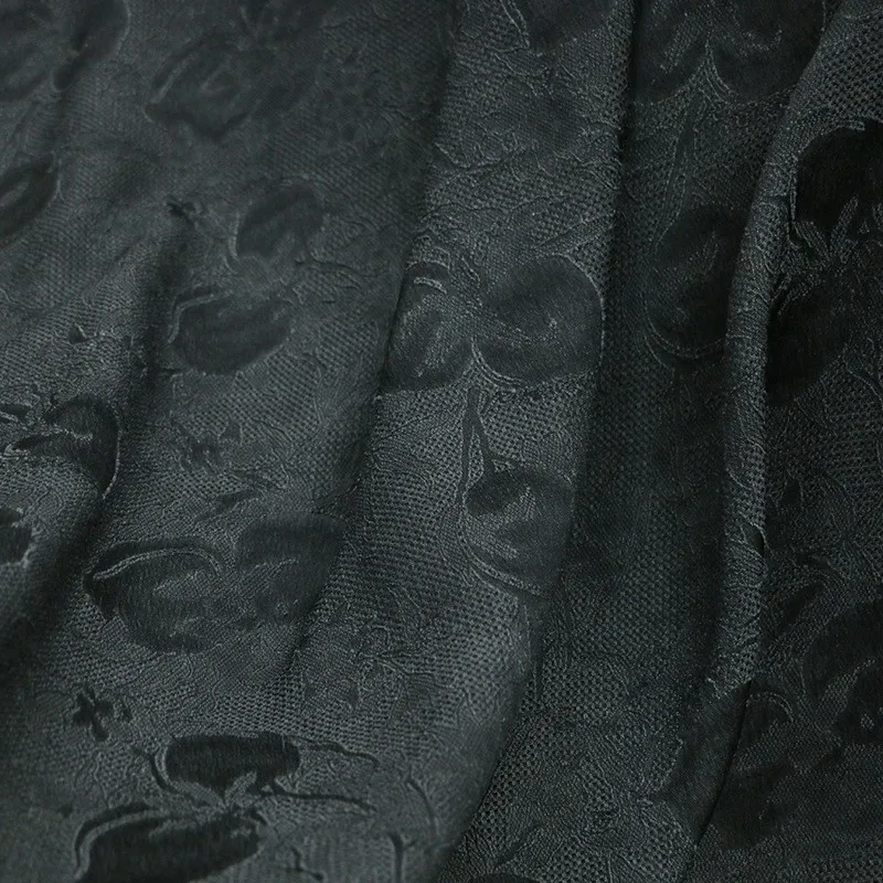 

Dirty black jacquard fabric dirt-dyed autumn and winter skirt Hanfu blouse design