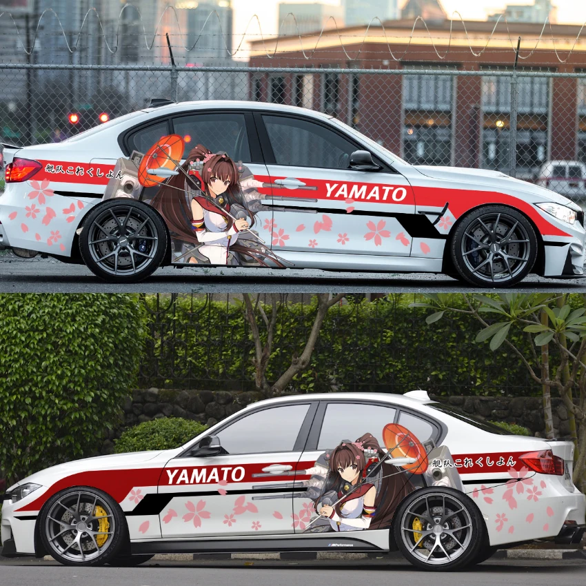 

Японская аниме-пленка для автомобиля, виниловая наклейка Itasha, мультяшные наклейки YAMATO на двери, меняющие цвет, для декора автомобиля и аксессуаров