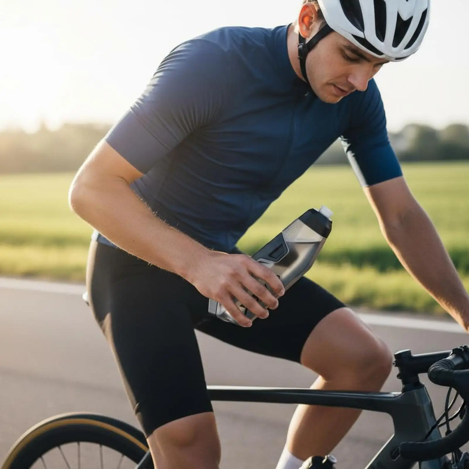 Bike Water Bottle Press Squeeze Cycling Hydration Contain with Cage Holder for Marathon and Fitness