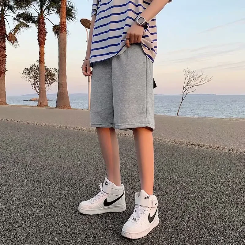 Men Casual Shorts Solid Simple classic black gray Breathable Loose Beach Short Pants Unisex Wide-leg Streetwear BF Sweatpants