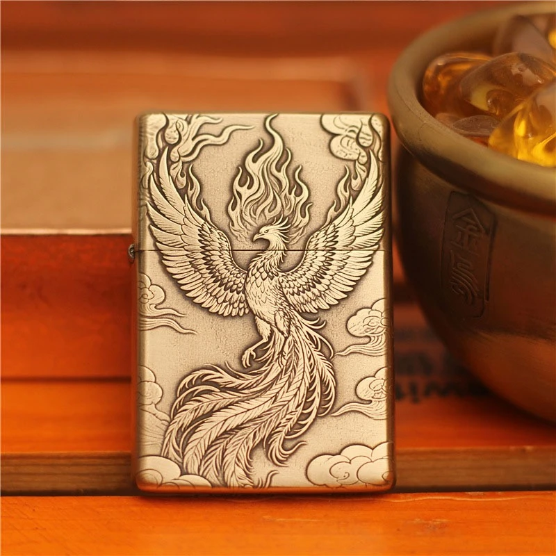 

ZORRO 902S Thick Engraved Kerosine Lighter Brass Old Relief Windproof Grinding Wheel Cigarette Lighter Cigarette Accessories