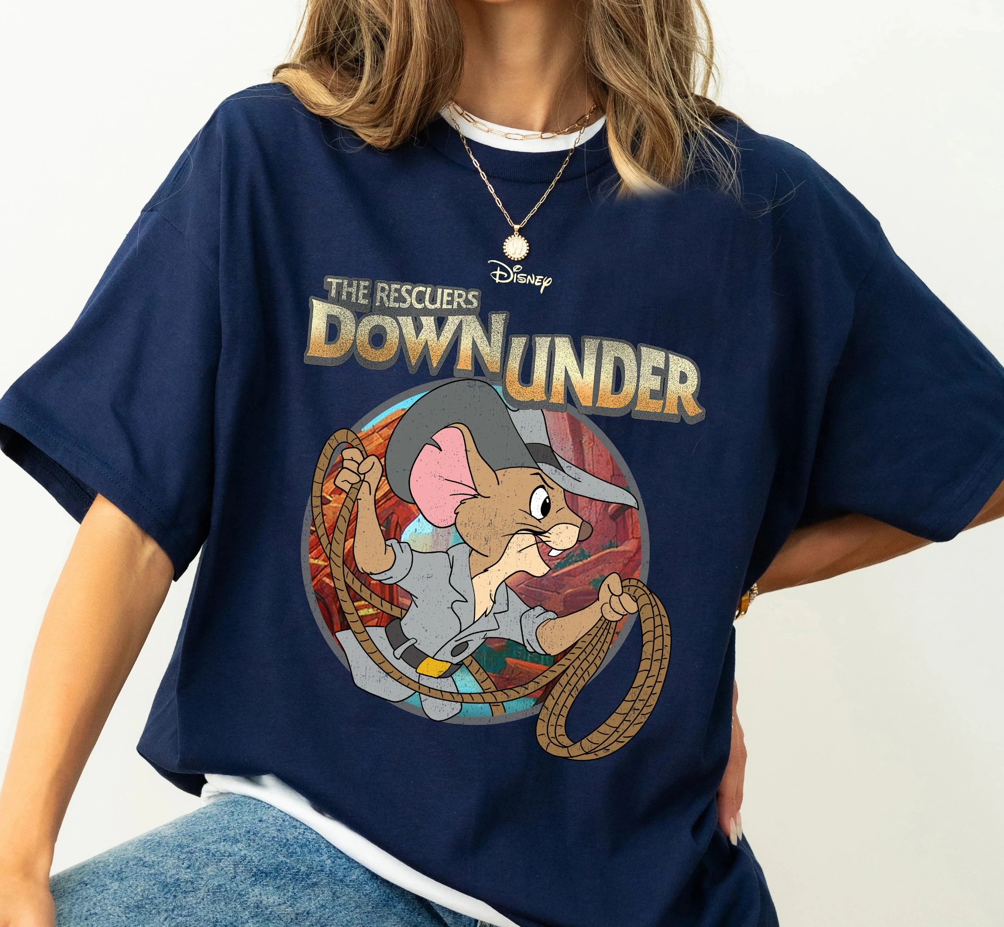 تي شيرت Disney The Rescuers Down Under Print تي شيرت نسائي بأكمام قصيرة ملابس للأولاد ملابس عائلية متطابقة ملابس أطفال بنات