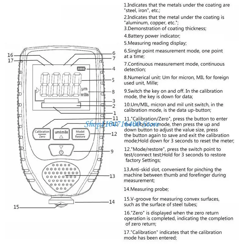 

y1gd Car Paint Thickness Gauge Electroplate Metal Coating Thickness Gauge for Car