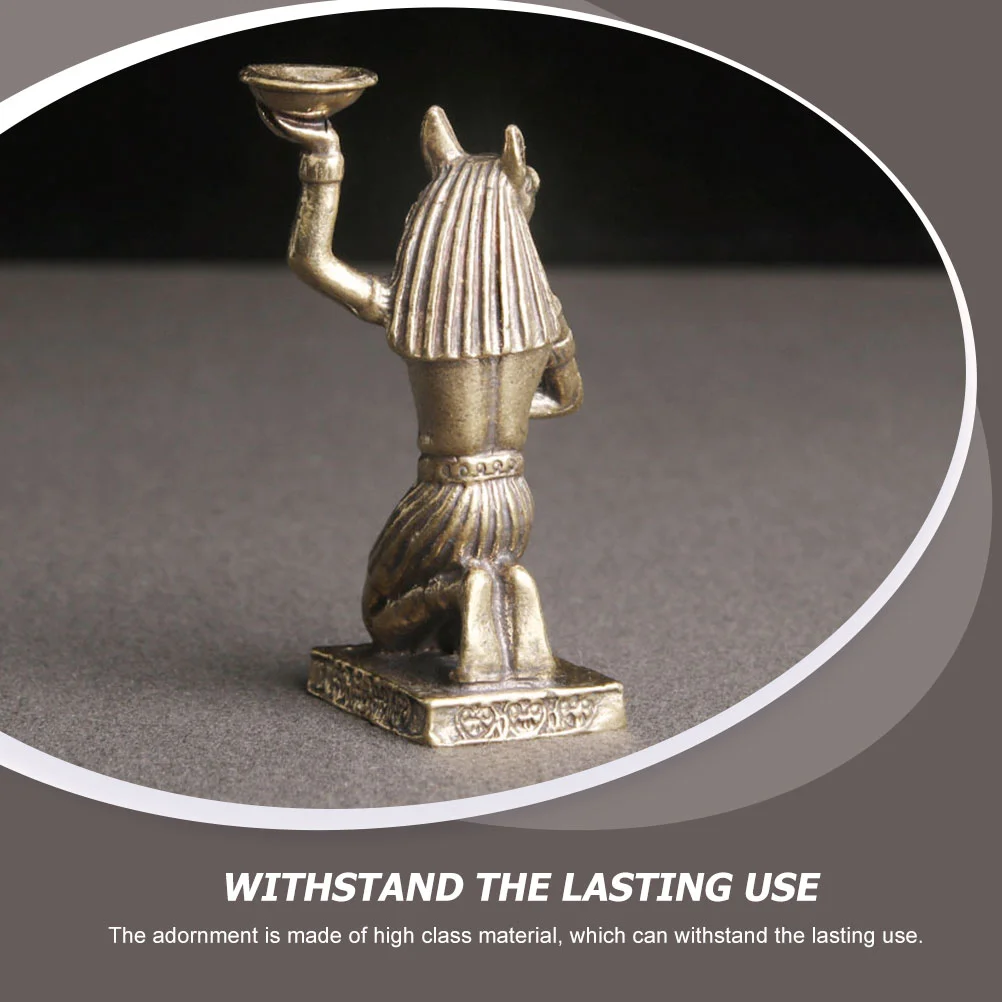 Desktop Adornment Brass Crafts Decor Egypt Statue Decor Anubis Shaped Figurine Brass Ornament for Housewarming Gift Blessing