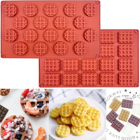 미니 와플 실리콘 몰드 붙지 않는 케이크 쿠키 몰드, DIY 초콜릿 몰드 케이크 장식 도구, 베이킹 액세서리, 18/20 캐비티