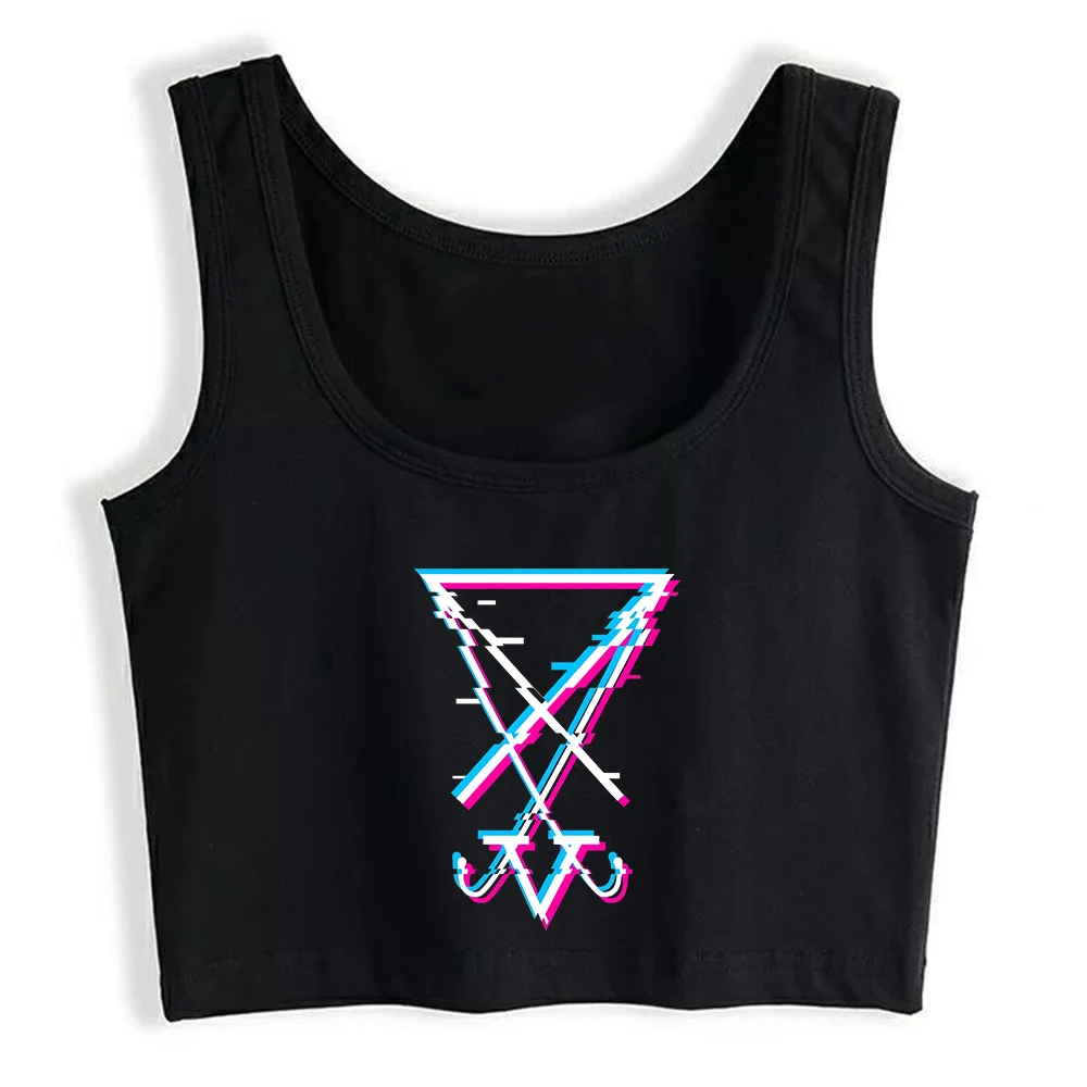 

Sigil of Lucifer Aesthetic Goth Emo Vaporwave Gift Crop Top Women's Cotton Breathable Slim Fit Tank Tops Gym Fitness Camisole
