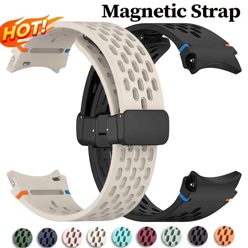 

Магнитный силиконовый ремешок для Samsung Galaxy Watch 4 5Pro 6 7 44 мм 40 мм Watch4/6 Classic 42 47 мм браслет без зазоров Correas