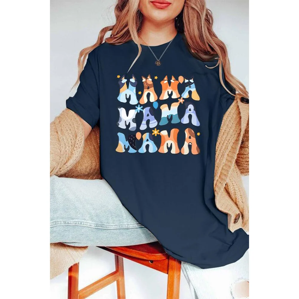 Camiseta de gran tamaño con estampado de letras inglesas para mujer, Top informal holgado de algodón de manga corta, regalo para el día de la madre, verano