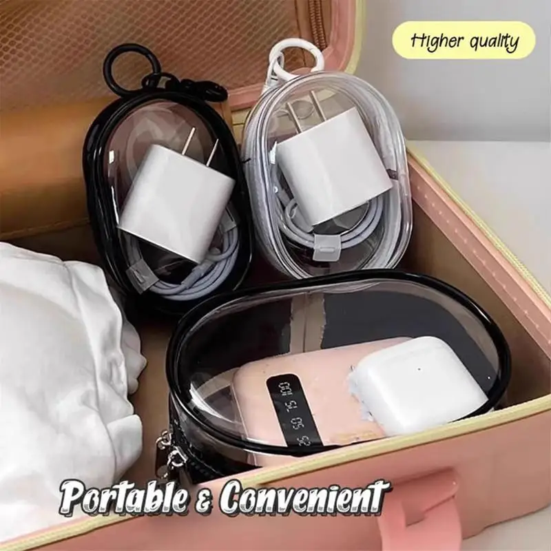 

Travel Transparent PVC Packing Cube Mini Jewelry Data Cable Protective Stroage Box Portable Earphone Coin Charger Keychain Cases