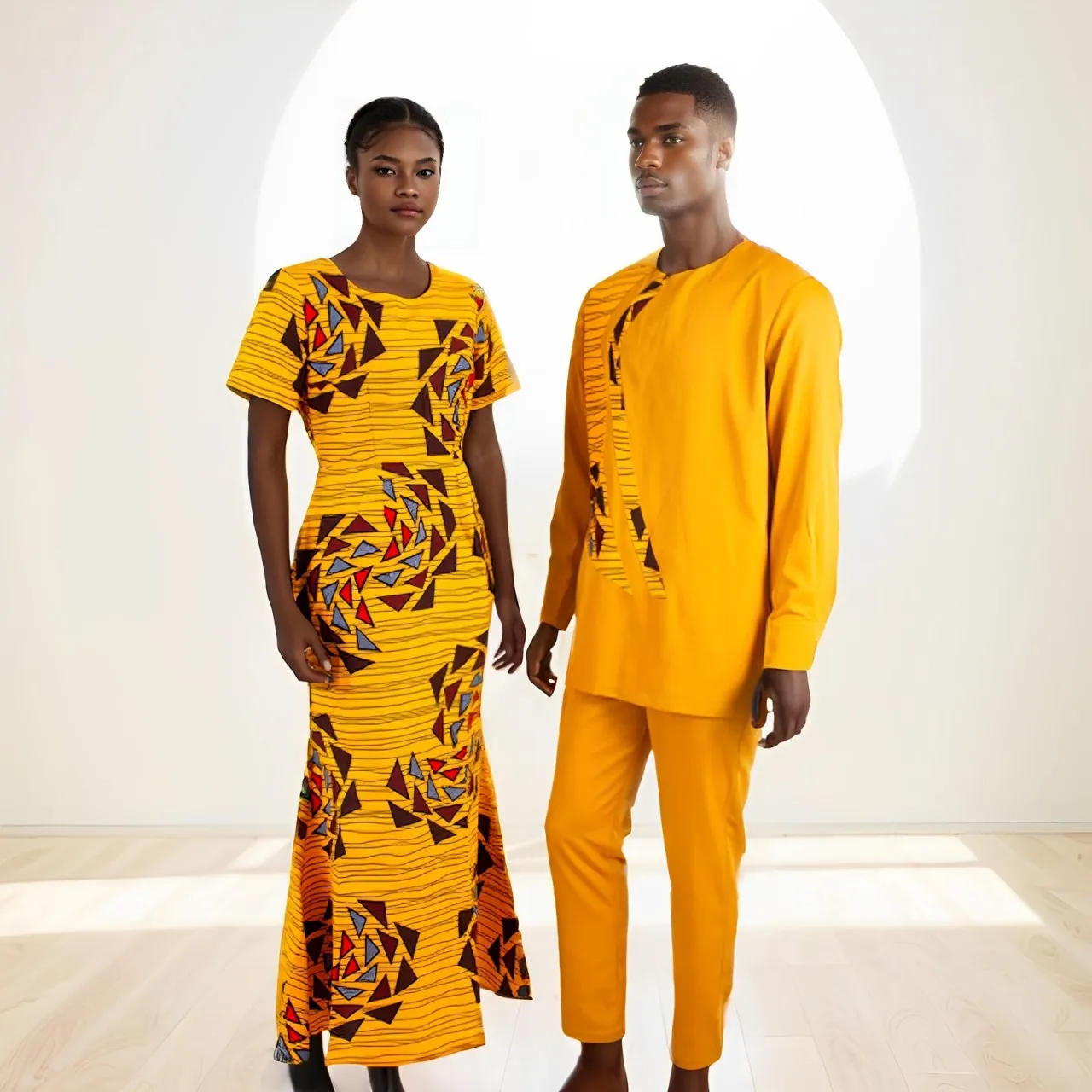 Matching African Attire Couples Clothing Dashiki Women Print Long Dresses Bazin Riche Men Outfits Top and Pant Sets Y23C101