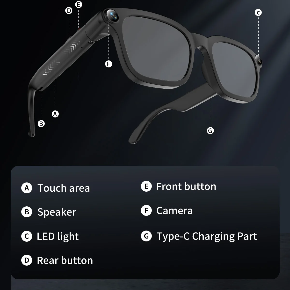 

M08 Smart Glasses 8MP HD Camera Photo Video Shooting Anti Shake Pro Imaging Bluetooth Calling AI Voice Intelligent Glasses