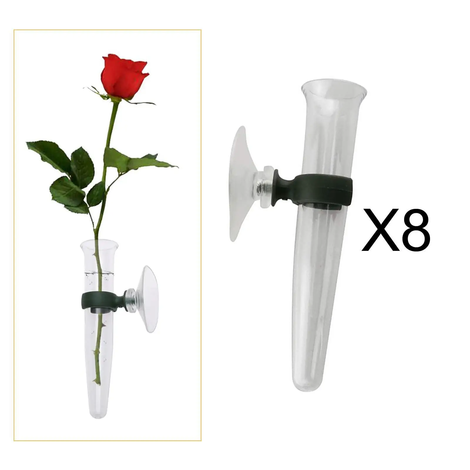 8Pcs Flower Water Tubes with Suction Cup Fresh Flower Vials Green Tubes for Wedding Party Small Bouquet Flower Arrangements