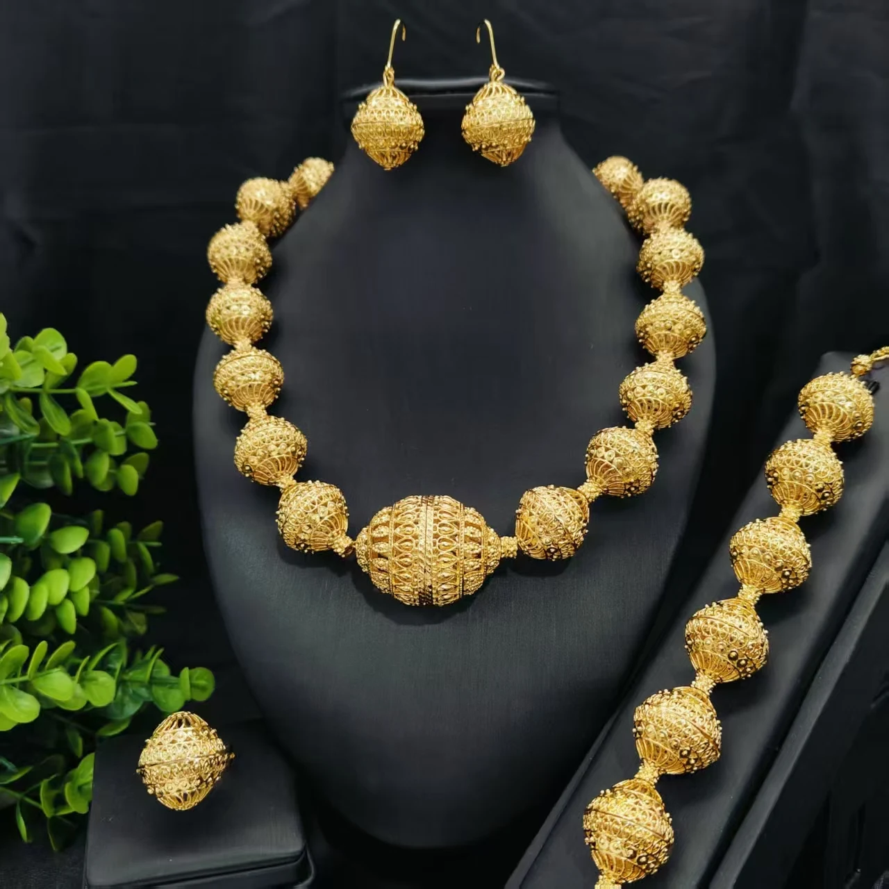 Necklace Earrings Rings Bracelet Jewelry Set for Women Luxury Nigeria Bridal Wedding Party Jewellery Set Accessories
