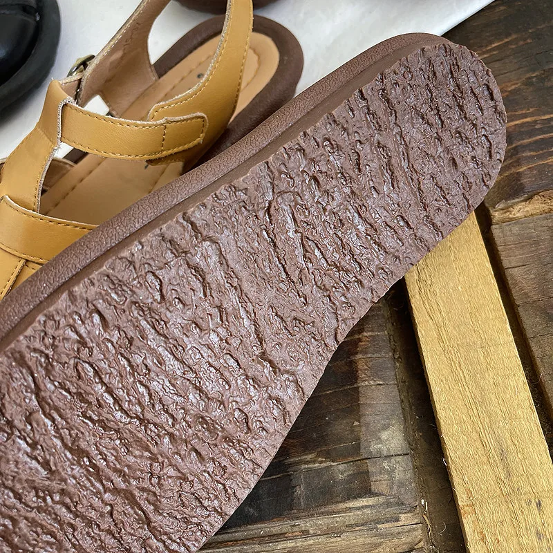 Careaymade-sandali romani minimalisti in vera pelle estate bocca poco profonda gabbia di maiale appartamenti scarpe da donna comode e traspiranti