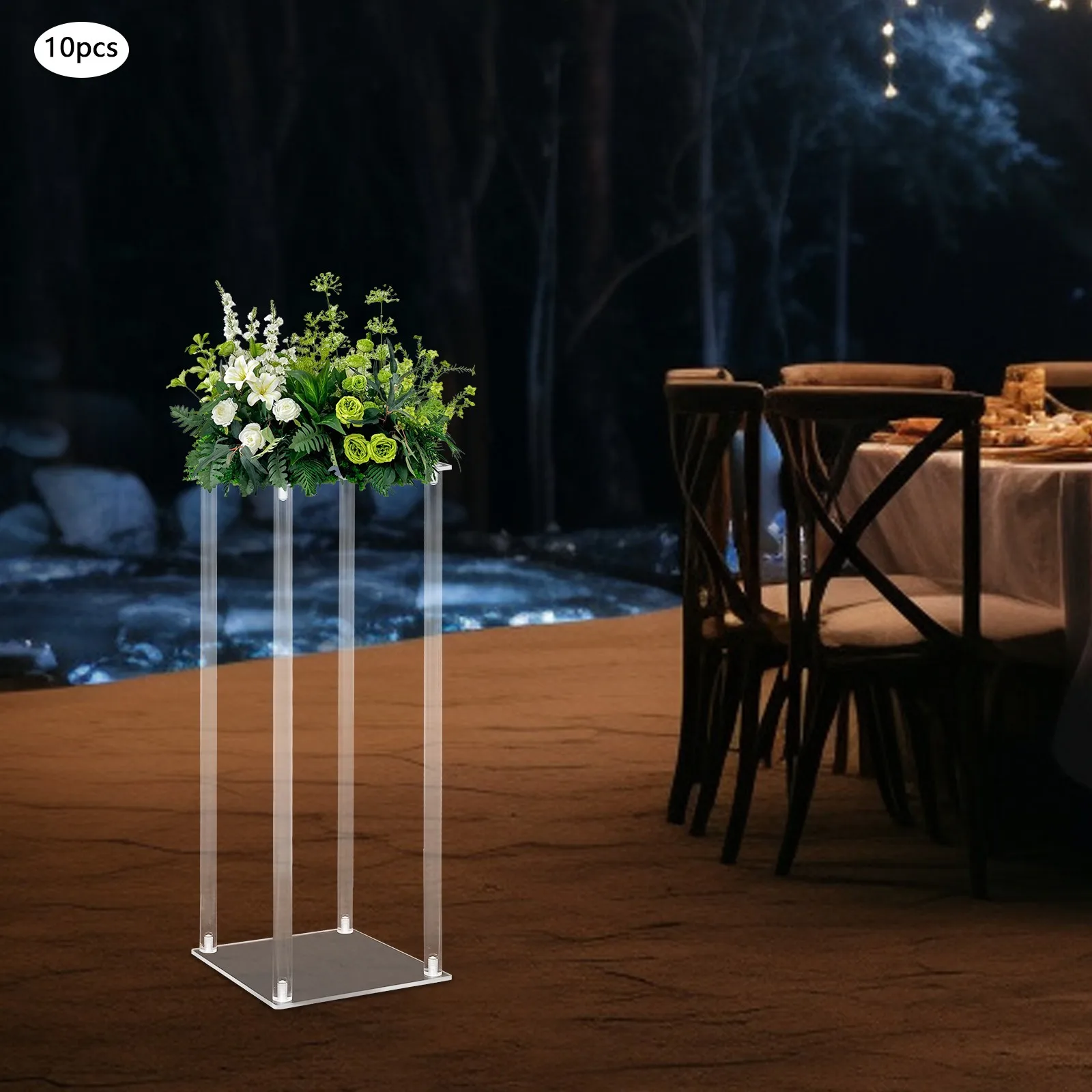 

10Pcs 7.87*7.87*23.62in Acrylic Clear Rectangular Flower Display Stand with Comfort-safe Rounded Corner for Weddings, Birthday Parties, Christmas Parties, Happy Valentine's Day Decorations