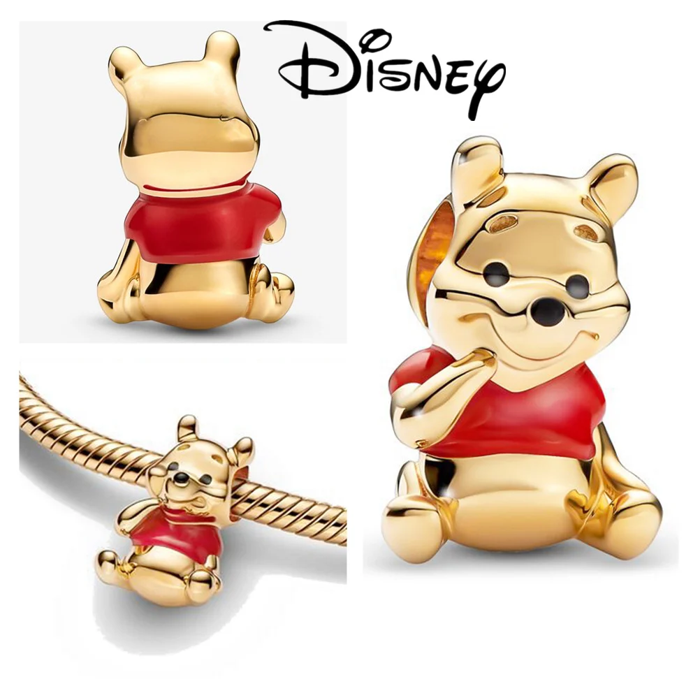 Disney 100th Stitch 925 Silver Pumpkin Cart Dumbo Princess Charm Mickey Minnie Beads Fit Original Pan DIY Bracelets Jewelry