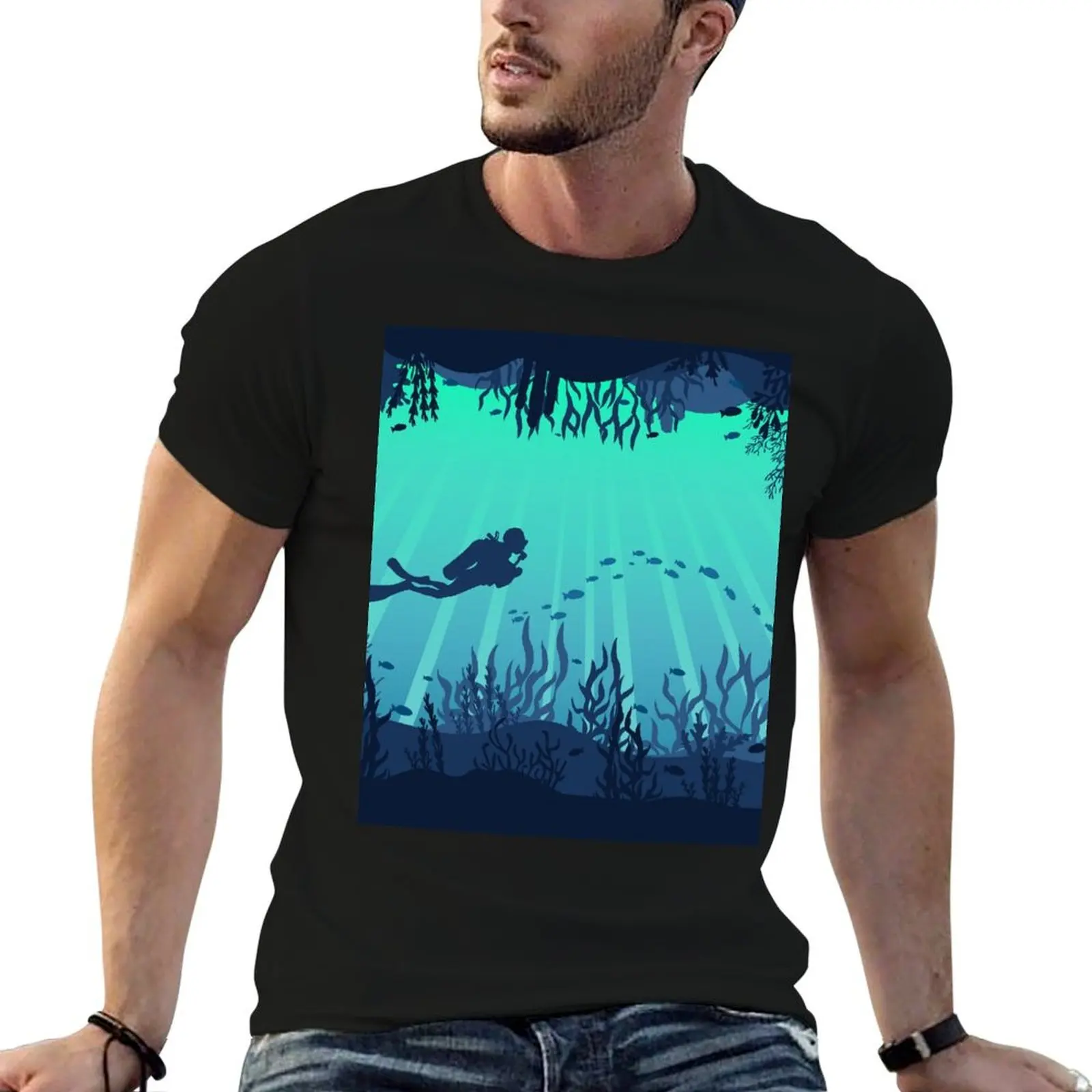 

Deep Sea Caveran T-Shirt man clothes oversized t shirt sports fans kawaii clothes workout shirts for men