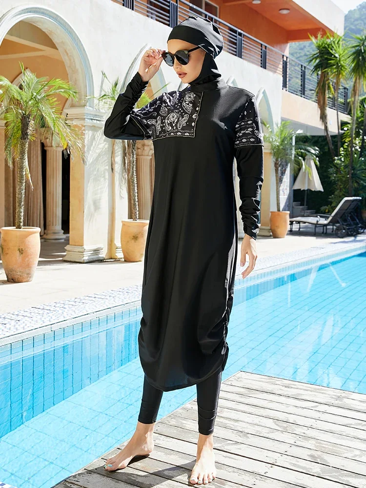 Abaya summer Muslim Swimwear Hijab Women Musulman 3pcs Swimsuit Muslim Swimming Suit Modest Swimwear 3 Pieces Sets Islamic 2024