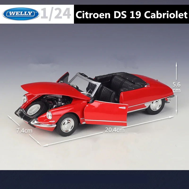 WELLY 1:24 Citroen DS 19 Cabriolet Alloy Classic Car Model Diecasts Toy Metal Sports Car Model Simulation Collection Gifts