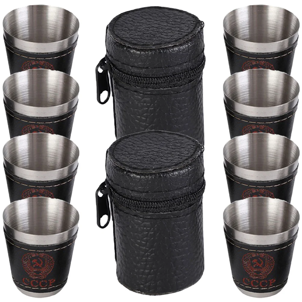 

2 Sets Camping Mug Glass Accessories Outdoor Stainless Steel Cup with Case