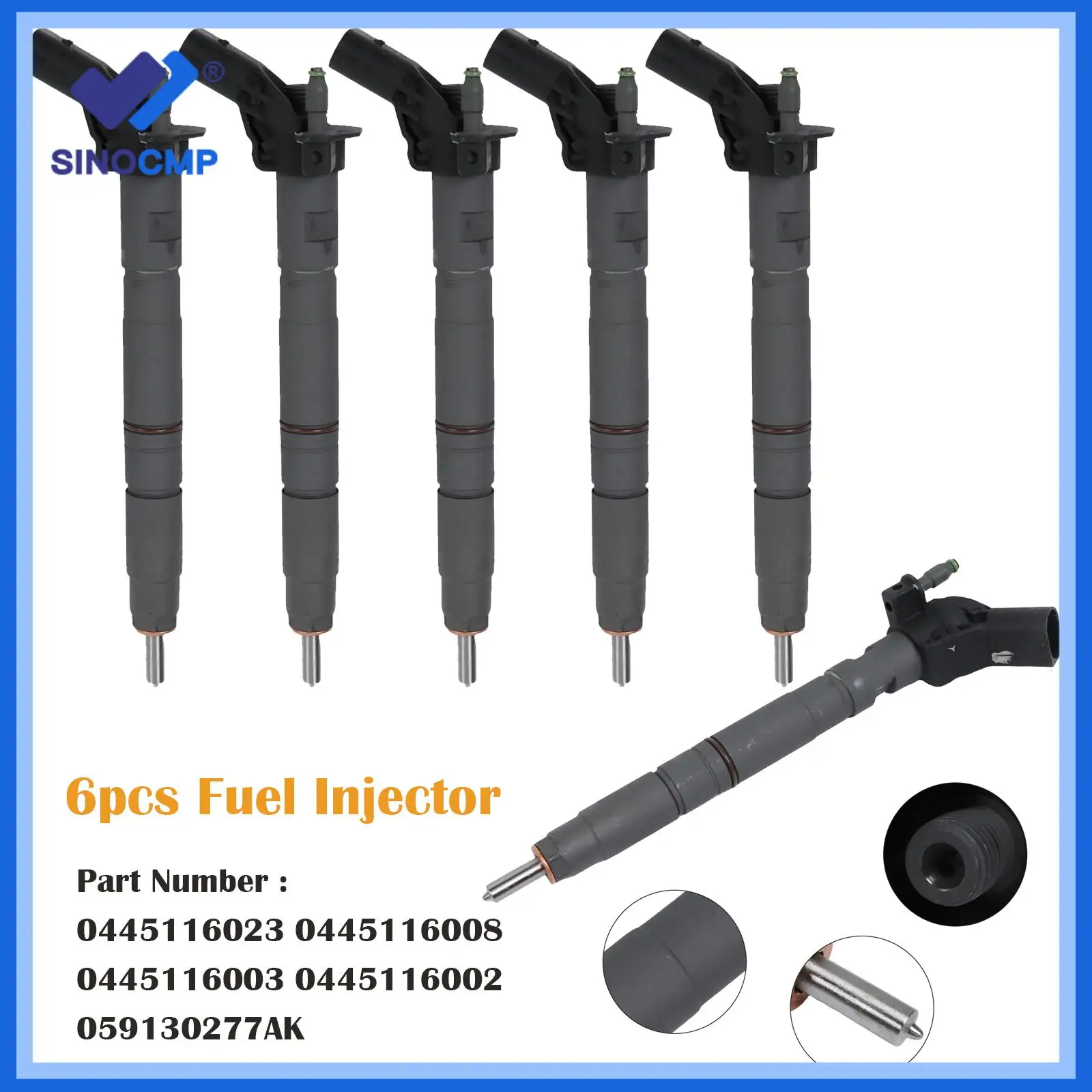 6pcs Common Rail Fuel Injector 0445116023 0986435357 For Audi A4 A6 Q5 VW TOUAREG Excavator Parts