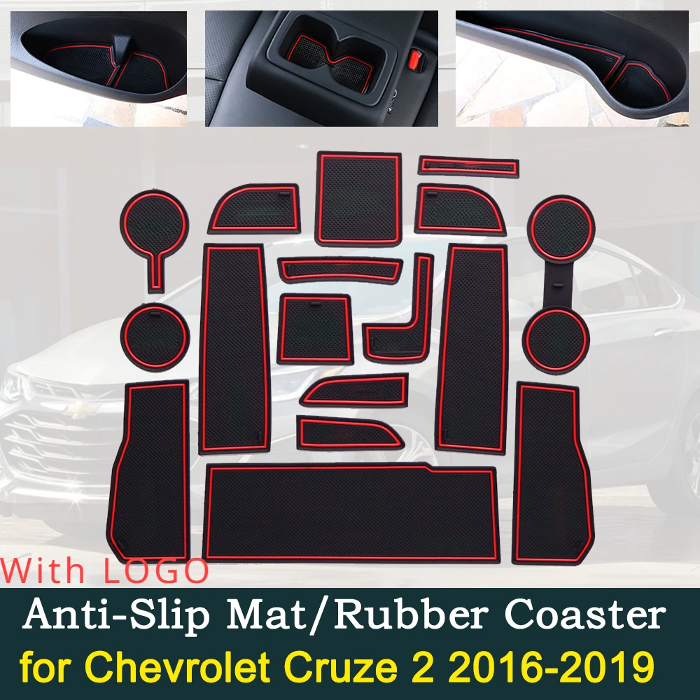 Anti-slip Door Groove Mat Gate Slot Cup Pad for Chevrolet Cruze 2 2016~2019 2017 2018 MK2 Chevy Sedan Hatch Accessories Goods