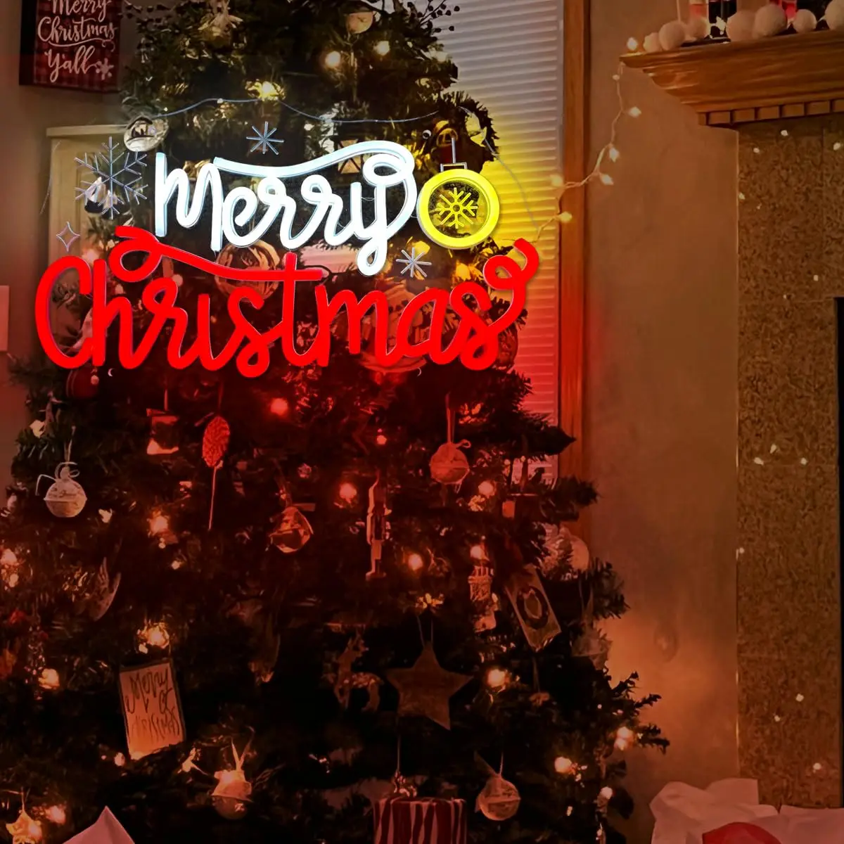 Feliz Navidad letrero de neón alimentado por USB Led campana de Navidad luz de neón para decoración de pared fiesta de Navidad hogar ventana Bar porche puerta delantera H