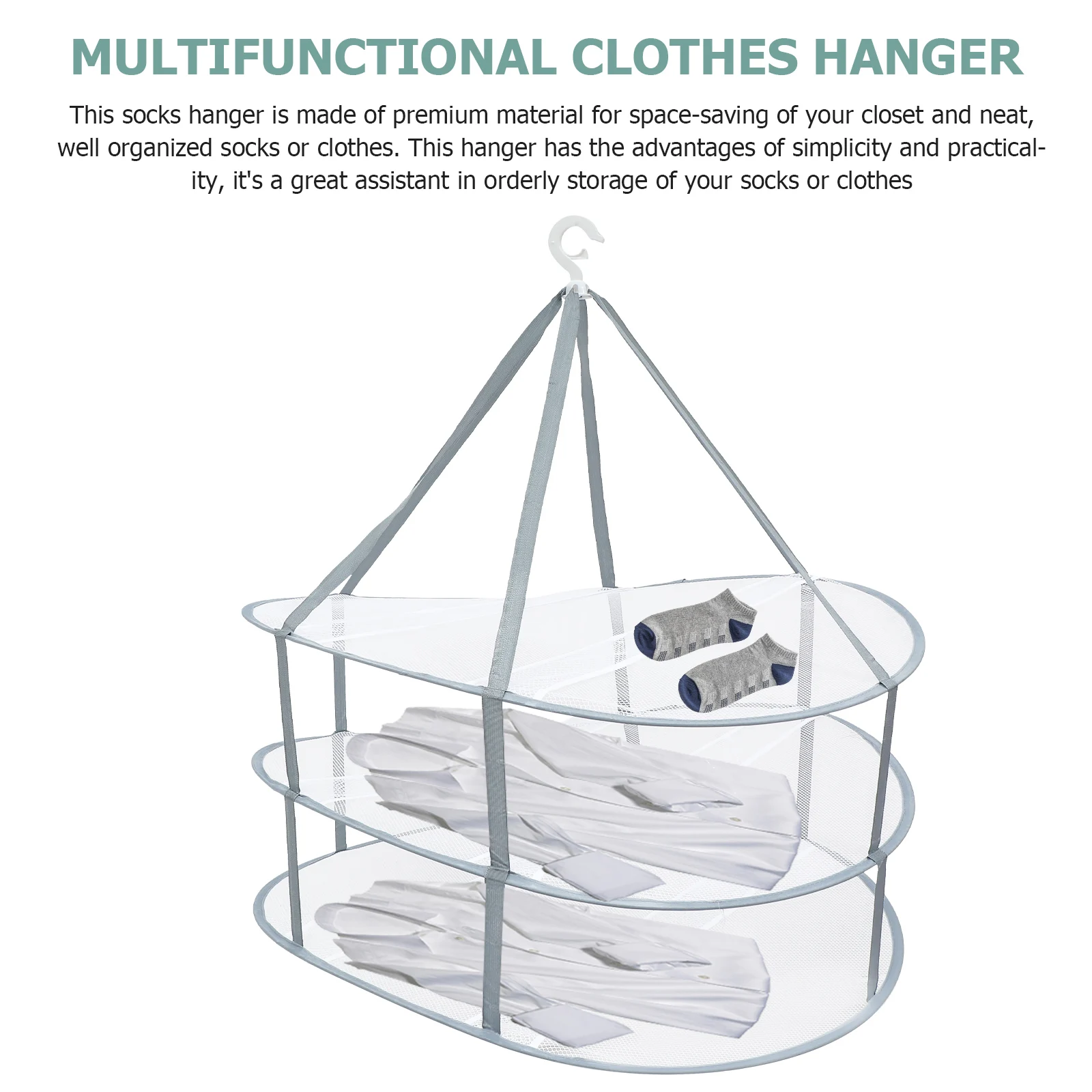 

1pc Foldable Clothes Drying Rack Space-Saving Laundry Hanger Socks Storage Wrinkle-Free Organizer Home Balcony Use