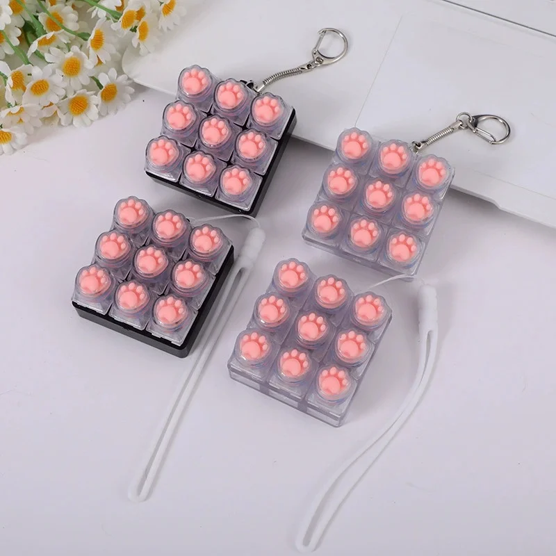 Cat Paw Silicone Fidget Keychain Mechanical Keyboard Button Pop It Stress Relief Toy Bag Charm Cat Lover Gamer Gift