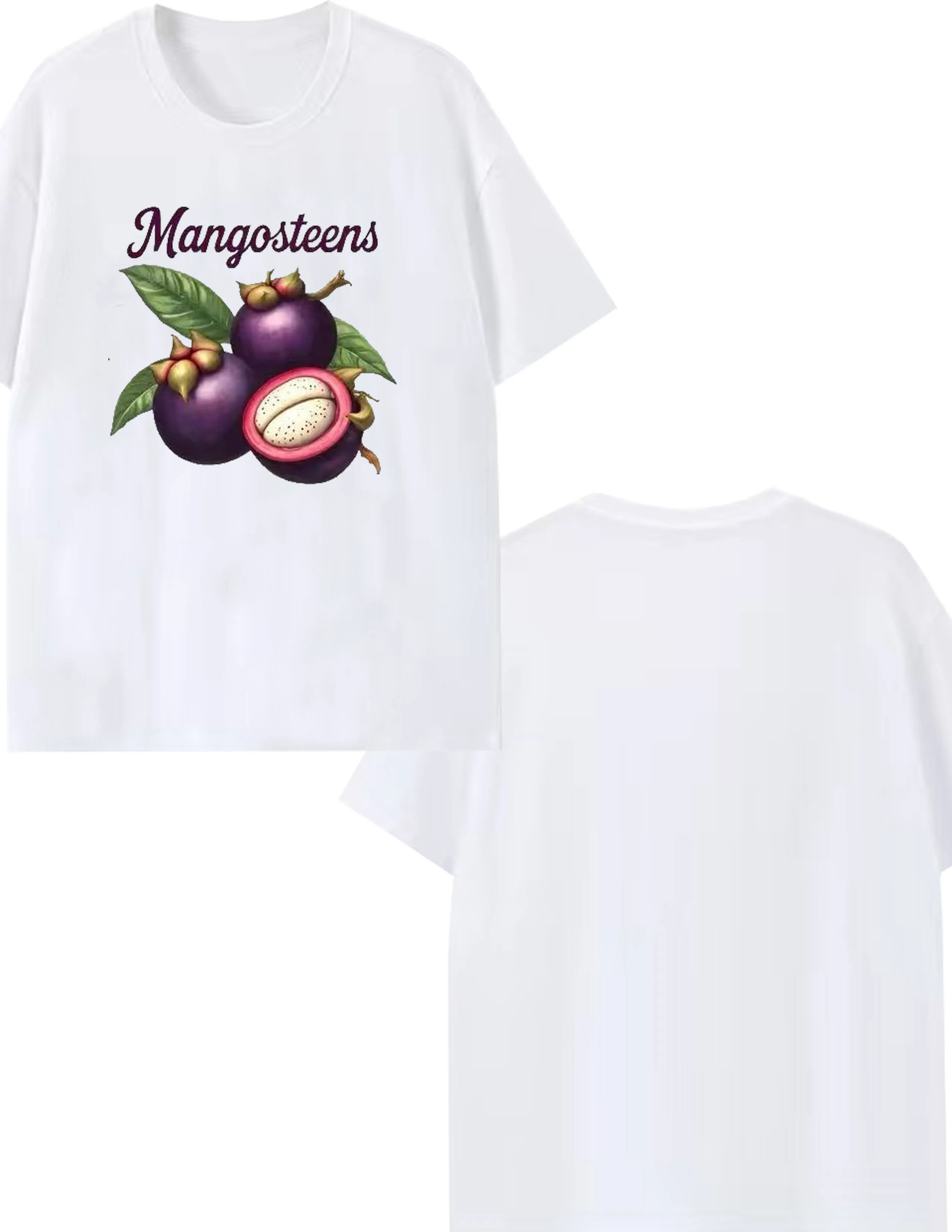 

Mangosteens Fruit Graphic Print T Shirt Men Women Casual Short Sleeve Tee Top Vintage Streetwear