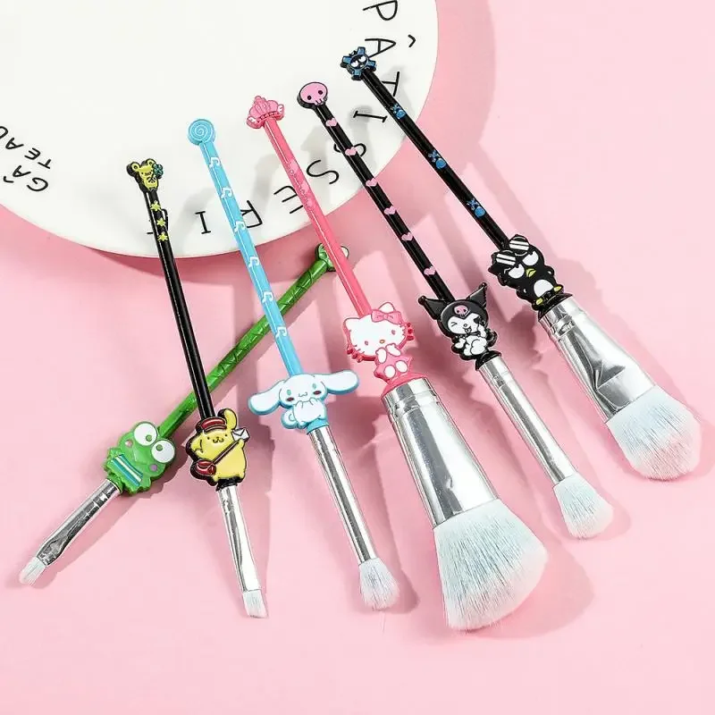 Miniso Melody Kuromi Makeup Brushes Set Sanrio Cartoon Eye Shadow Girl Women Cosmetic Brush Blush Beauty MakeUp Kawaii Tool Bag