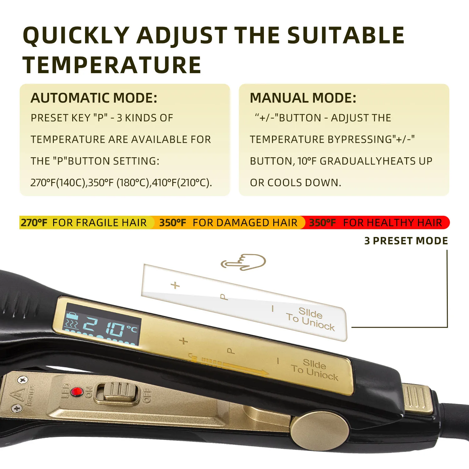Titanium Plate Hair Flat Iron Professional 450°F Hair Straightener Curler Fast Heating Salon Styling Tool Dual Voltage view 4