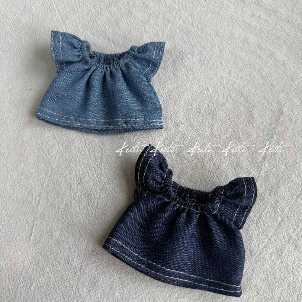 Casual Strawberries Doll Dress Up Clothes Fashion Cherry Cute Doll Jeans Dress Cute Blue Kawaii Mini Doll Skirt Play House