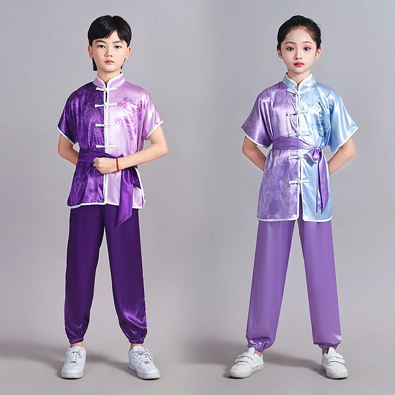 Kids Tai Chi & Kung Fu Performance Costume, Chinese Wushu Practice Uniform for Children's Competition & Stage