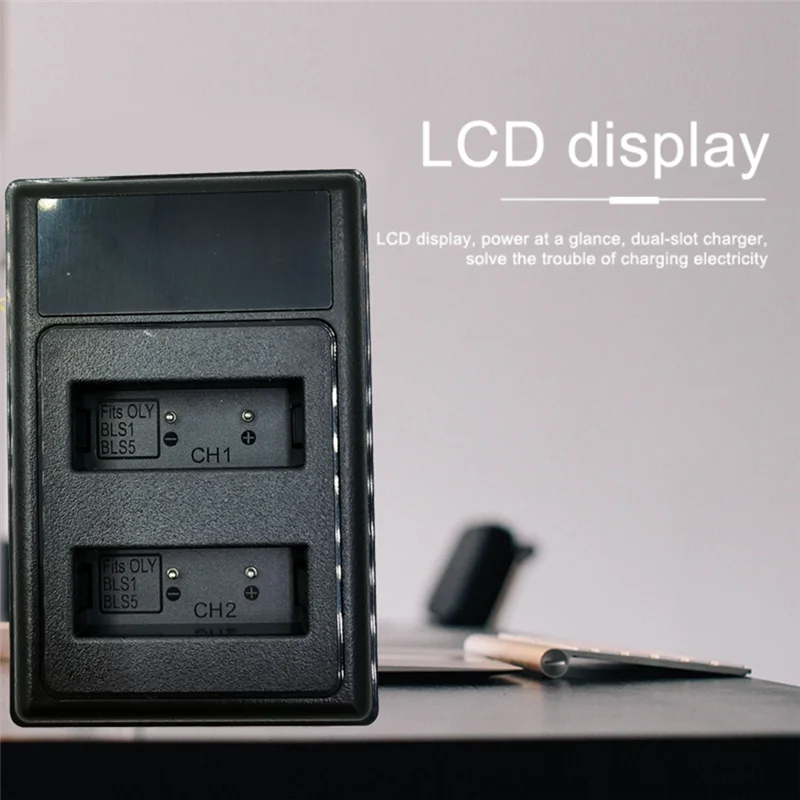 BLS-1 BLS-5 USB Dual Battery Charger for Olympus Camera PS-BLS1 BLS-50 PS-BLS5 OM-D E-M10 Pen E-PL2 E-PL5 E-PL6 E-PL7