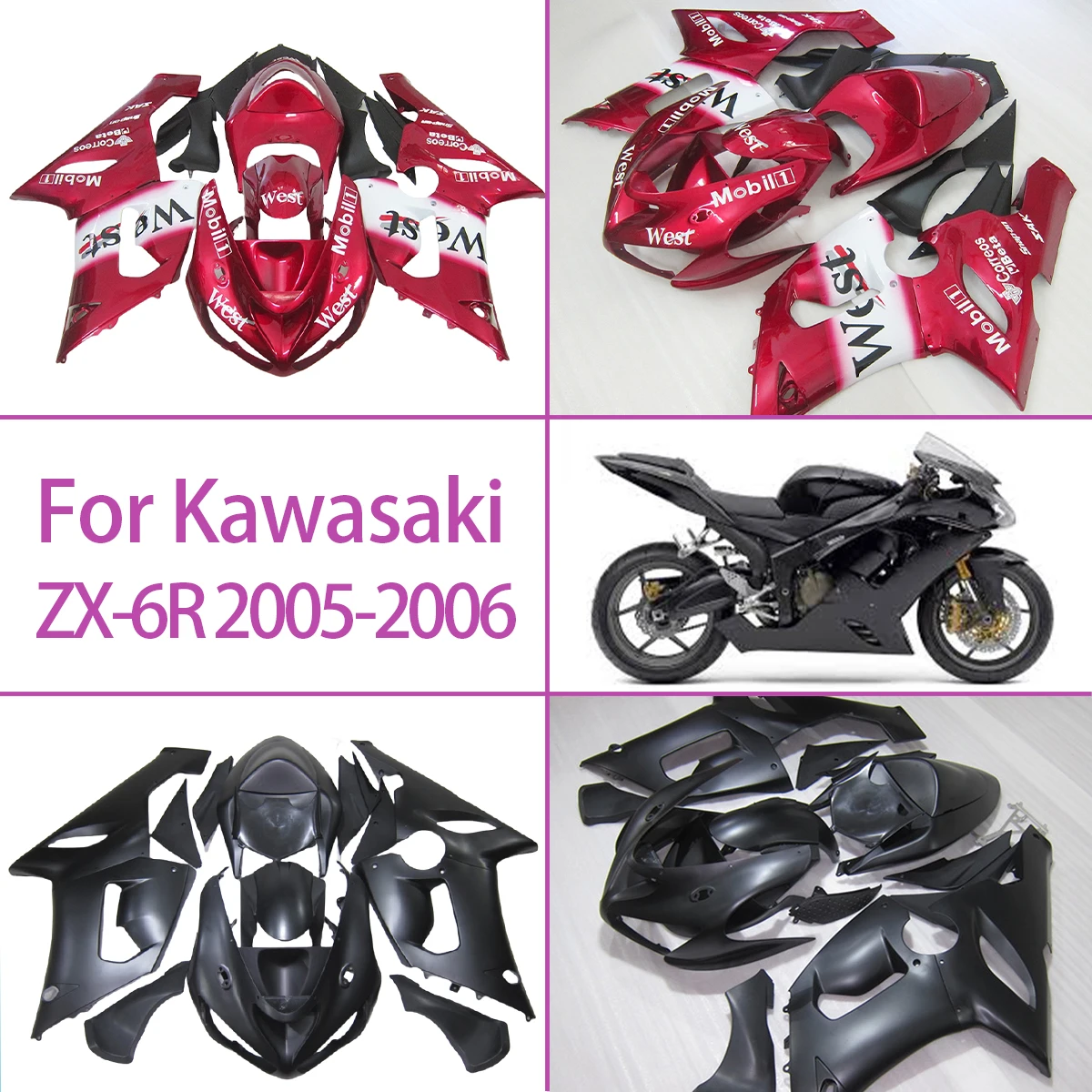Fairing Set For 2005 2006 Kawasaki ZX-6R High Quality Full ABS Plastic Fairing Kit Motorcycle 05 06 ZX-6R
