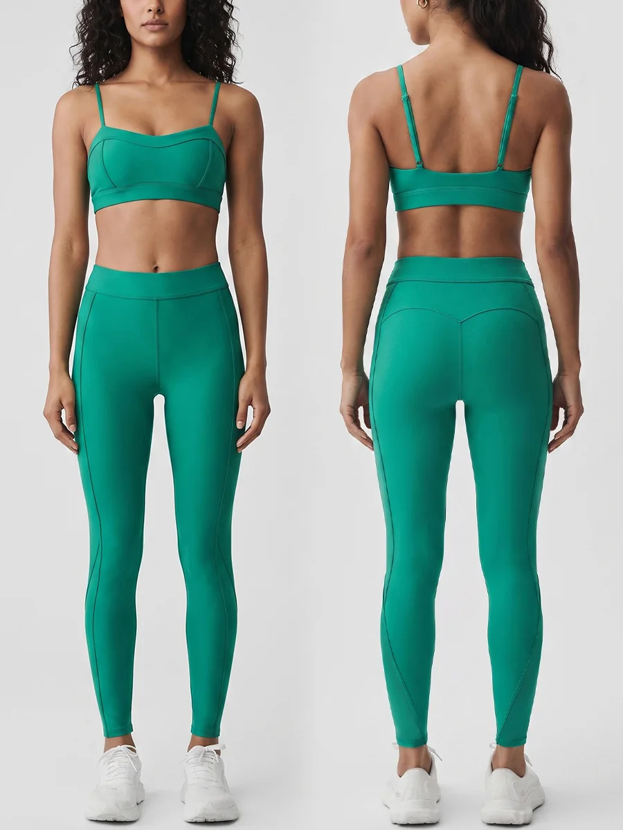 Women's Yoga Suit High Waist Hip Lifting Abdominal Compression Leggings Suspenders Beautiful Back Bra Comfortable Sportswear