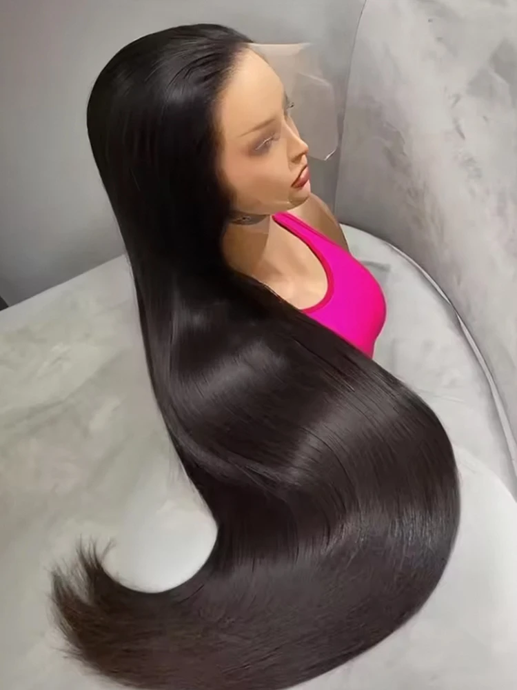 

200% Плотность 42 дюйма Прямые парики фронта шнурка Hd Парик шнурка 13x4 Парики из человеческих волос для женщин Предварительно выщипанные бразильские фронтальные парики 13x4