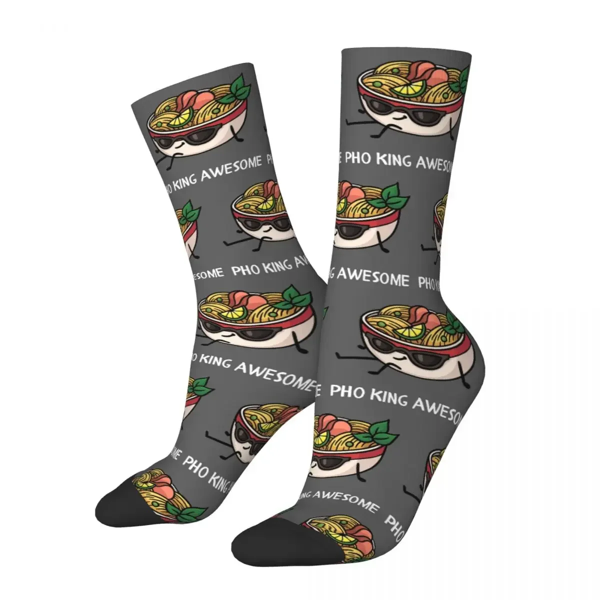 Pho King Awesome (White) Socks Harajuku Sweat Absorbing Stockings All Season Long Socks Accessories for Unisex Gifts