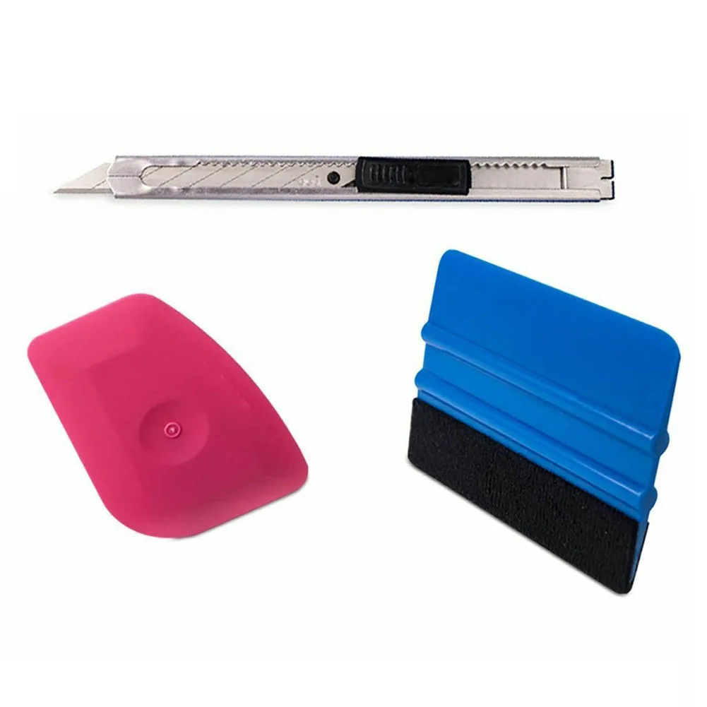 

Car Vinyl Wrapping Tools 3-in-1 Fabric Felt Squeegee, Wool Squeegee And Vinyl Cutter Plastic Metal For Wet Or Dry Use
