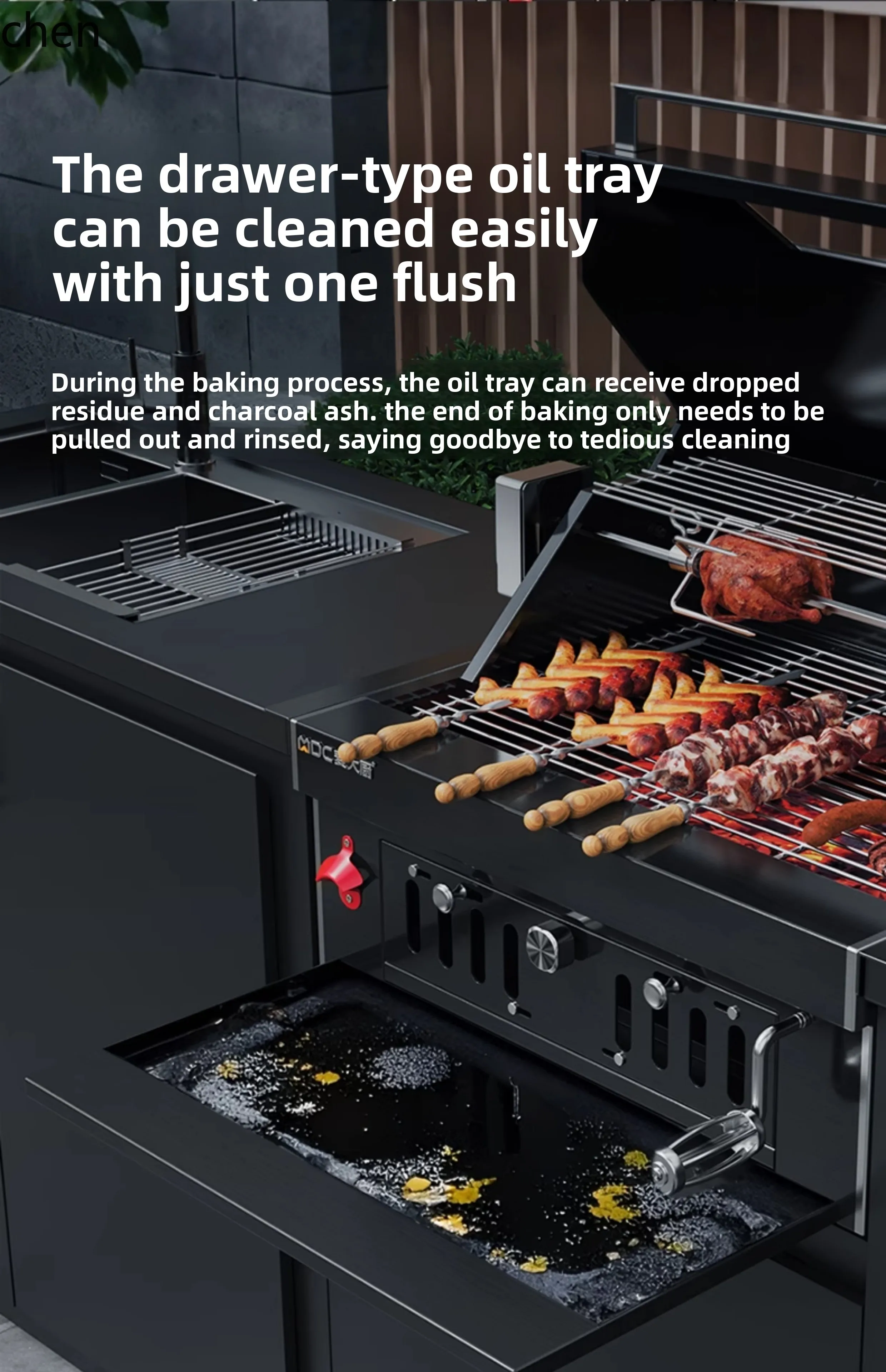 ZML gas charcoal dual purpose embedded barbecue grill villa outdoor kitchen courtyard barbecue table